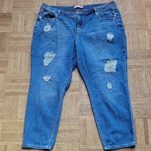 Just Fab Distressed Boyfriend Blue Denim Jeans Size 18W